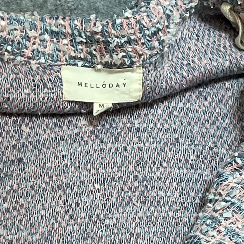 MELLODAY Women's Open Front Tweed Cardigan Jacket Pink‎ Blue Gray Size M - Picture 5 of 7